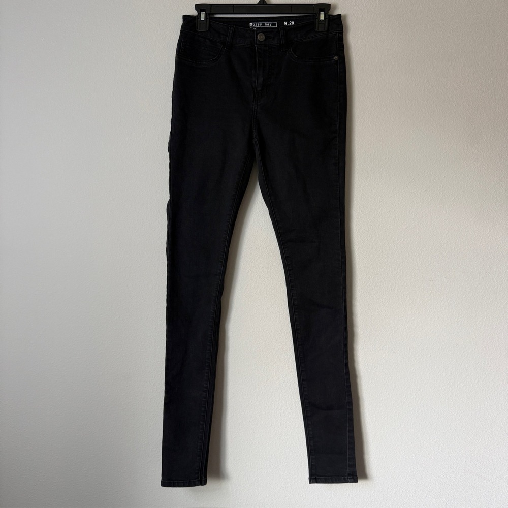 Noisy May Lucy Slim Jeans Black Tall Extra Long W28 L36 High Waist Stretch Denim